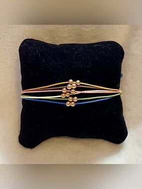 Plunder Multicolor Twisted Cord Bracelet Set with Gold Bead Accents